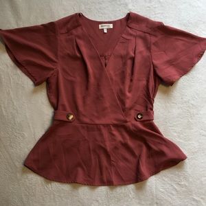 Dusty Rose Peplum Top